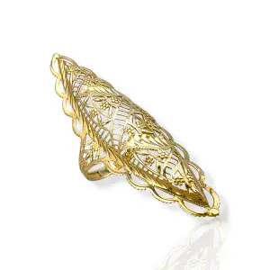 Дамски златен пръстен с листовиден ажурен мотив 14K RG12212