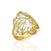 Златен пръстен с ажурен дизайн и бели елементи 14K RG11277