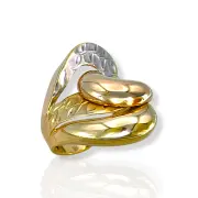 Дамски златен пръстен с обемна вълнообразна форма диамантиран 14K RG12387
