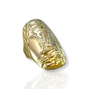 Дамски златен пръстен с елипсовидна гравирана форма 14K RG12831