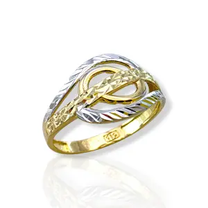 Дамски двуцветен златен пръстен с ажурни елементи 14K RG13448