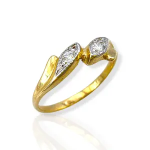 Стилен златен пръстен за дами със сияйни камъни 14K RG11638