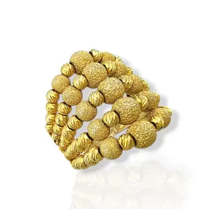 Обемен златен пръстен с матирани сферични елементи 14K RG13217