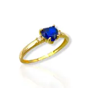 Дамски златен пръстен с форма сърце и сапфир 14K RG11227