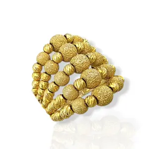 Дамски златен пръстен с многоредови топчета и матиран релеф 14K RG13218