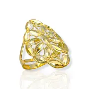 Златен пръстен с флорална ажурна композиция 14K RG11290