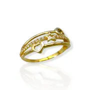 Дамски златен пръстен със звезда сърце и циркони 14K RG11879