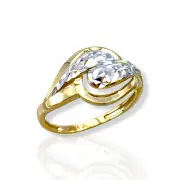 Дамски златен пръстен с два бели листовидни елемента 14K RG13450