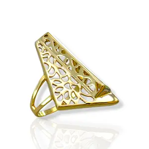 Златен пръстен пиано с трапецовидна ажурна форма 14K RG12974