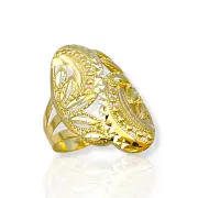 Златен дамски пръстен с флорална ажурна гравюра 14K RG11291
