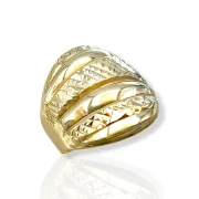 Дамски златен пръстен с геометричен релеф и обемна форма 14K RG13126
