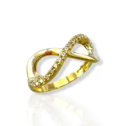 Дамски златен пръстен фина безкрайност с бели цирконии 14K RG13427