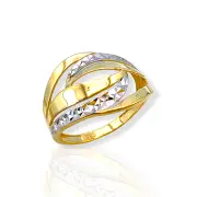 Златен дамски пръстен с диамантена повърхност и извивки 14K RG11257