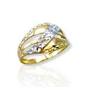 Дамски двуцветен златен пръстен с фасетиран дизайн 14K RG13451