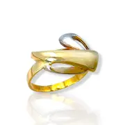 Златен пръстен с жълто и бяло злато вълна 14K RG11371