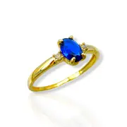 Златен пръстен със сапфир овал 14K RG11230