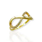 Стилен дамски златен пръстен с безкрайност и циркони 14K RG11881