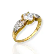 Елегантен дамски пръстен от злато с овален циркон 14K RG11642