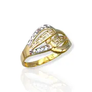 Златен дамски пръстен с декоративен гръцки мотив 14K RG11855
