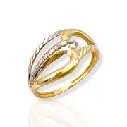 Дамски пръстен от жълто злато с бели акценти 14K RG11258