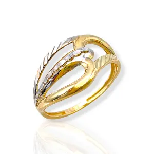 Дамски пръстен от жълто злато с бели акценти 14K RG11258