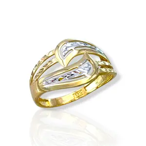 Двуцветен дамски златен пръстен с листовиден дизайн 14K RG13452