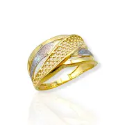 Златен пръстен с матови ленти и фина мрежа 14K RG11282