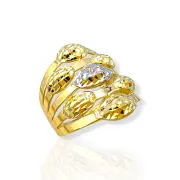 Обемен пръстен от злато с фасетирани овални елементи 14K RG11293