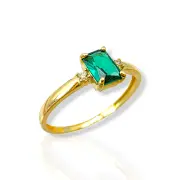 Златен пръстен с правоъгълен изумруд 14K RG11231