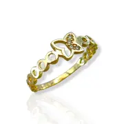 Дамски златен пръстен фина пеперуда и кръгли мотиви 14K RG12729