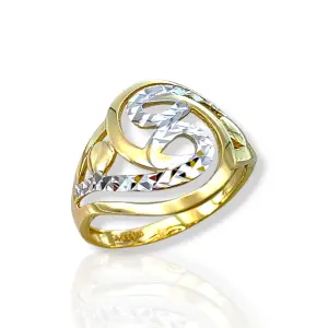 Дамски златен пръстен с овален двуцветен дизайн 14K RG13453