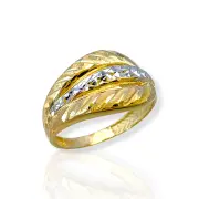 Дамски златен пръстен с релефни гравирани пера 14K RG11271