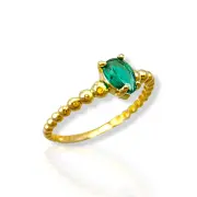 Златен пръстен с изумруд капка 14K RG11232