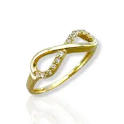 Дамски златен пръстен тип безкрайност с циркони 14K RG12730