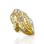 Олекотен дамски златен пръстен с диамантирана геометрична текстура 14K RG12917