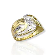 Двуцветен дамски златен пръстен с ажурни извивки 14K RG13454