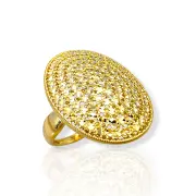 Златен пръстен с овална форма и релефна гравировка 14K RG11295
