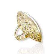Дамски златен пръстен Бадем с филигранен дизайн 14K RG13443