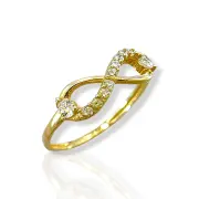 Дамски златен пръстен безкрайност с централен циркон 14K RG12731