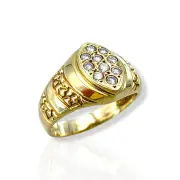 Дамски златен пръстен с листовиден дизайн и циркони 14K RG13224