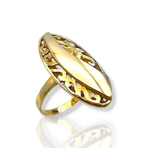 Дамски златен пръстен с ажурен бадем 14K RG10965