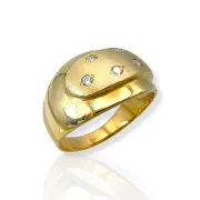 Масивен дамски златен пръстен с циркони и модерна визия 14K RG11646