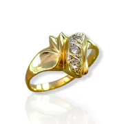 Дамски златен пръстен с три бели циркона 14K RG12919
