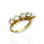 Златен пръстен с пет големи бели камъка 14K RG13225