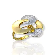 Дамски пръстен с текстурирани бели елипси 14K RG11376