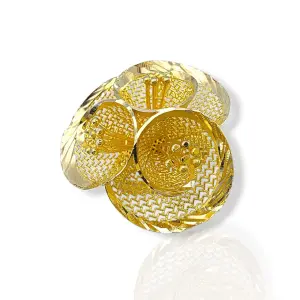 Дамски златен пръстен с ажурно цвете и фини тичинки 14K RG12839