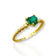 Златен пръстен със сърцевиден изумруд 14K RG11235