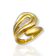 Дамски златен пръстен с мат и циркониев акцент 14K RG11220