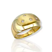 Златен дамски пръстен с матова горна част и цирконии 14K RG11378
