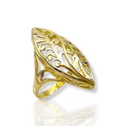 Дамски златен пръстен бадем с листа 14K RG10969